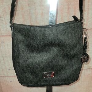 Michael Kors Black And Gray Monogram Crossbody Purse